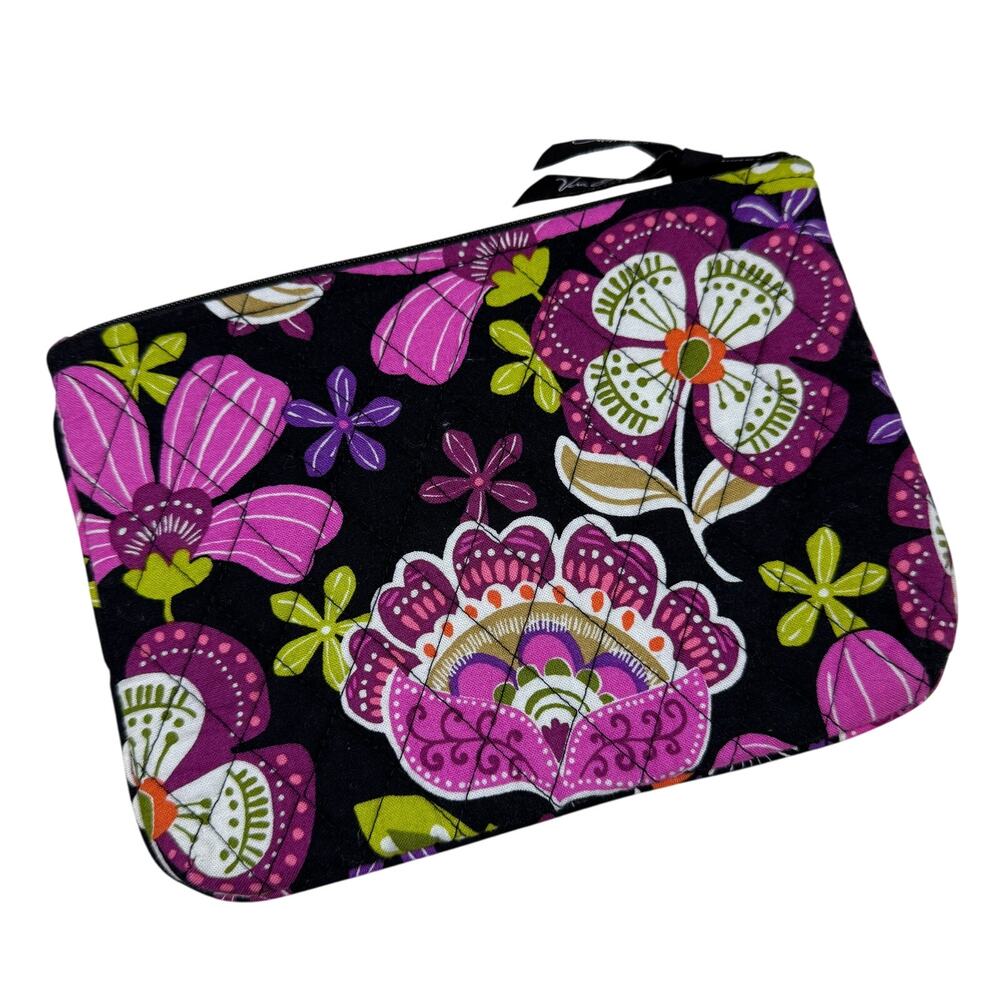 Vera Bradley Pirouette Pink Travel Zipper Pouch Bag Make Up Flowers